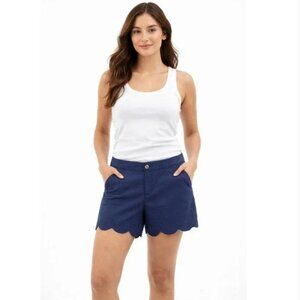 Lilly Pulitzer Navy Blue Scalloped Hem Textured Shorts Women's Size - Size 10